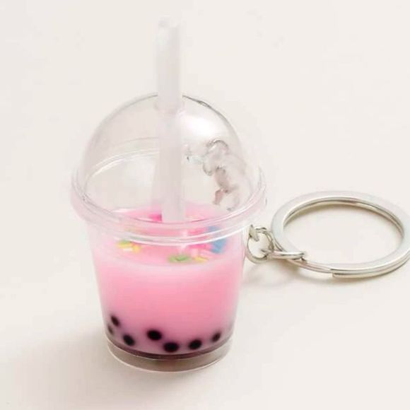 NEW! Boba Tea🧋Keychain 🎒👜 Bag Charm, Pink ~ 🎁🧋 - Picture 2 of 2